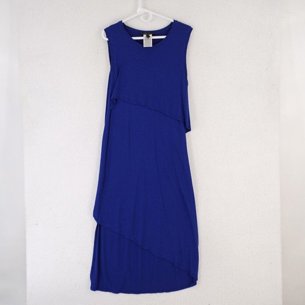 BCBGMAXAZRIA Royal Blue Layered Dress Medium Scoop Neck Maxi‎ Full Length - Picture 1 of 9
